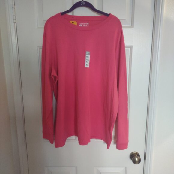 Carhartt Women's Loose Fit Long Sleeve Tee Size XXL Hot Pink Logo Sleeve - Picture 2 of 5